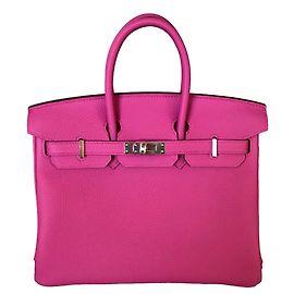 Hermès HERMES BIRKIN 25Couro CM Magnolia Togo com Ferragem Palladium Rosa