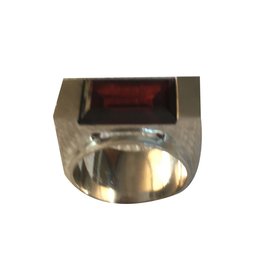 Autre Marque Rachik silver ring dark red Silvery Dark red