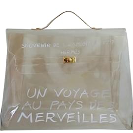 Hermès-Kelly 40 saco de vinil importado-Branco