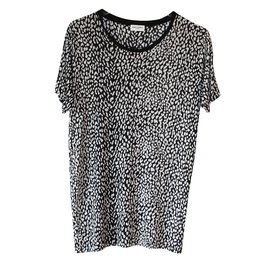 Saint Laurent-Leopard print T-shirt-Black