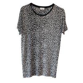 Saint Laurent-T-shirt con stampa leopardo-Nero