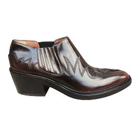 Bottines Sartore en cuir verni marron Marron foncé