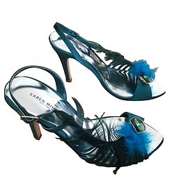 Karen Millen Sandals Blue Golden Green