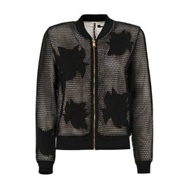 Guess Thread Mesh Bomber Jacket Black Black