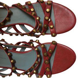 Balenciaga-Sandals-Dark red