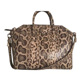 Givenchy Antigona Python Handbag Beige Beige