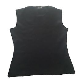 Regata Chanel preta de lã e mohair sem mangas Preto