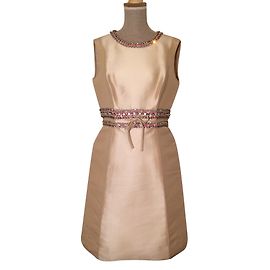 Vestido Pierre Balmain de seda sem mangas creme e dourado Branco