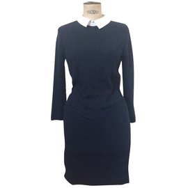 Petit Bateau robe texturé Blanc Bleu Marine