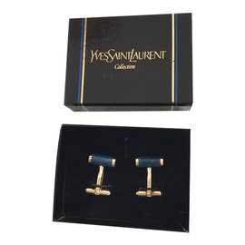 Yves Saint Laurent-Cufflinks-Blue,Golden