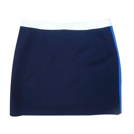 Diane Von Furstenberg-jupe droite-Blanc,Bleu,Bleu Marine