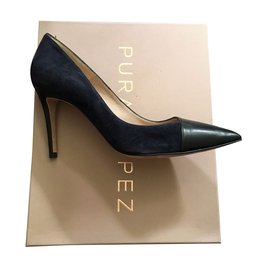 Pura Lopez-Heels-Black,Navy blue