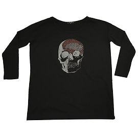 T-shirt Bel Air con teschio serigrafato e borchie nero cotone Nero