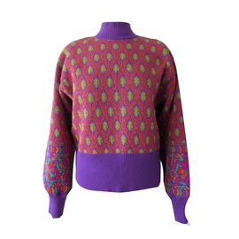 Yves Saint Laurent Pull Multicolore Violet