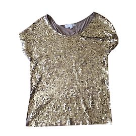 Camicia Michael Kors Dorata con Paillettes a Maniche Corte D'oro