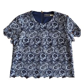 Sportmax Blue Embroidered Lace Top Blue