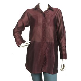 Marella-Camisa de seda de algodão Borgonha-Outro