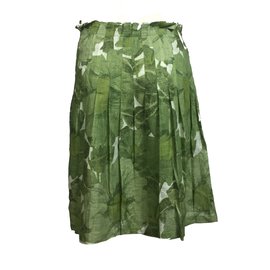Max Mara-Falda plisada de lino-Blanco,Verde