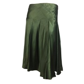 Aspesi-Pleated silk skirt-Green