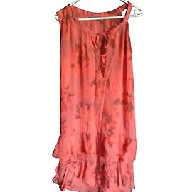 Robe One Step en soie rouge tie dye Rouge
