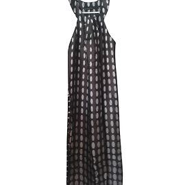Robe longue One Step marron à pois taupe viscose Marron
