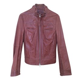 Liu.Jo-Lamb Leather Jacket-Brown