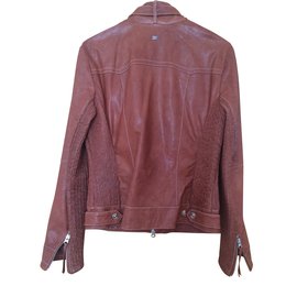 Liu.Jo-Lamb Leather Jacket-Brown
