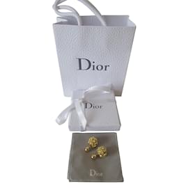 Dior-Boucles d'oreilles tribal  strassées neuves-Doré