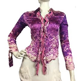 Roberto Cavalli camisa de seda Cru Roxo