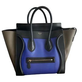 Céline Luggage Micro leather handbag black blue khaki Black Blue Khaki
