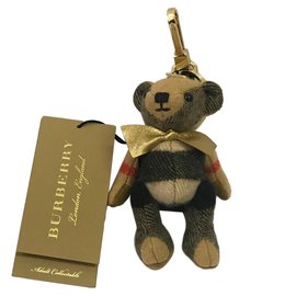 Burberry-Anel de chaveiro Thomas Bear adornado com a mochila de mochila-Marrom