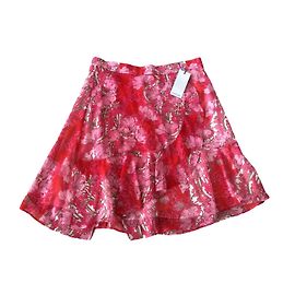 Jupe Carven Rose Fleurie Fluide Taille 42 Rose
