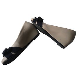 Stuart Weitzman leather wedge ballet flats cream Cream
