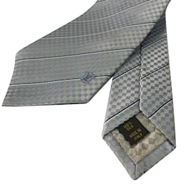 Louis Vuitton-Cravate en soie-Bleu,Gris