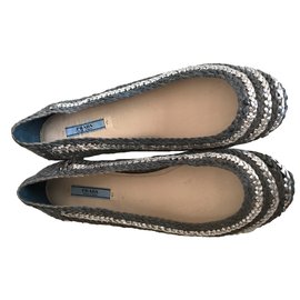 Prada Sapatilhas de ballet Prata Azul marinho