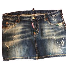 Dsquared2 Blue Cotton Skirt Blue