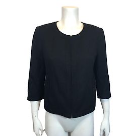 Banana Republic Black Cotton Polyester Jacket Size 12 Petite Black