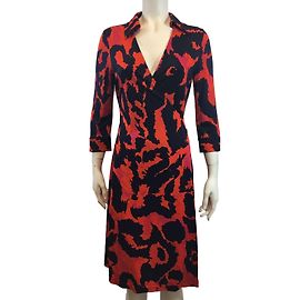 Diane Von Furstenberg Vintage Kleid Pink Rot Marineblau