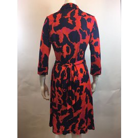 Diane Von Furstenberg-Vintage Kleid-Pink,Rot,Marineblau