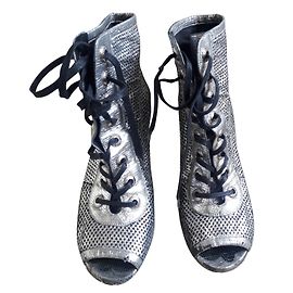 Botines Chanel Plateados Plata