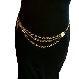 Chanel-Golden chain belt/necklace-Golden