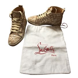 Baskets Christian Louboutin Fleurs Blanc Beige Blanc Beige
