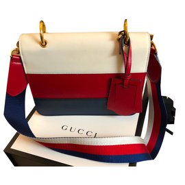 Gucci-Schultertasche-Weiß,Rot,Blau