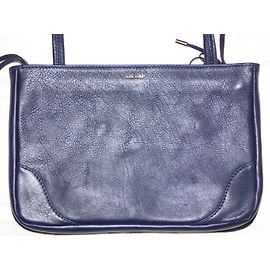 One step Navy blue leather and suede handbag Navy blue