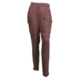 Windsor Calças de seda estampadas Branco Bordeaux