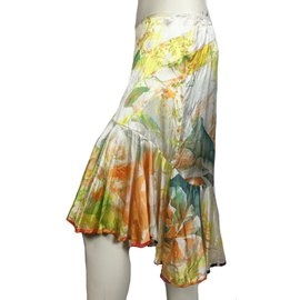 Just Cavalli-falda de seda-Multicolor