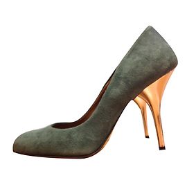 Autre Marque Escarpins en daim de cerf vert talons hauts 9 cm Taille 38 Vert