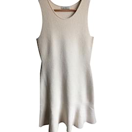 Balenciaga-Fringe silk dress-White