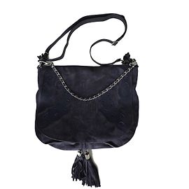 Borsa Messenger Ikks Blu Pelle Effetto Velluto Blu