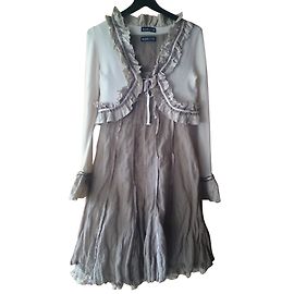 Autre Marque DP Jeans Kleid und Bolero aus Seide Khaki Khaki